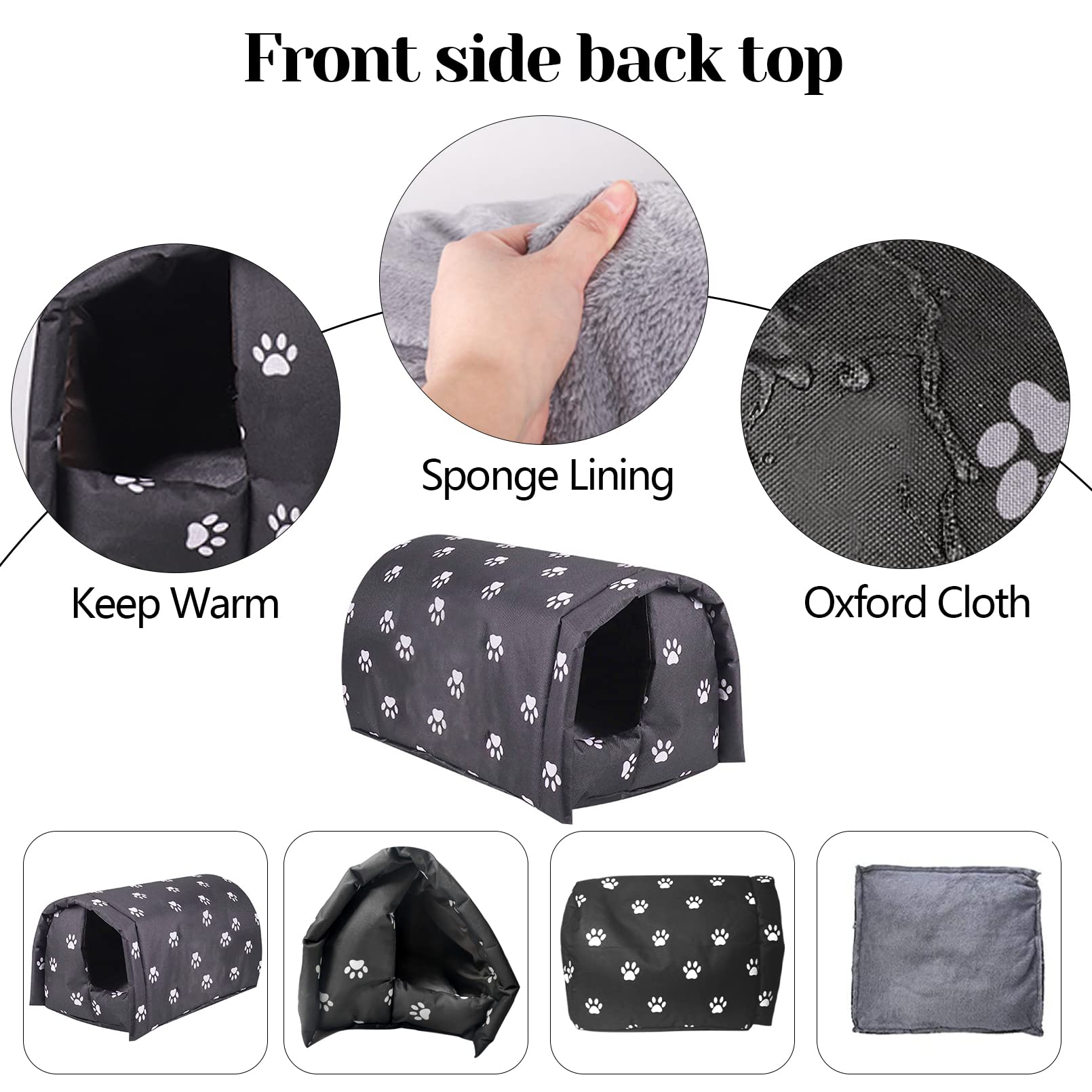 Fhiny Stray Cats Shelter waterproof oxford exterior image demonstrates wind and rain resistance.