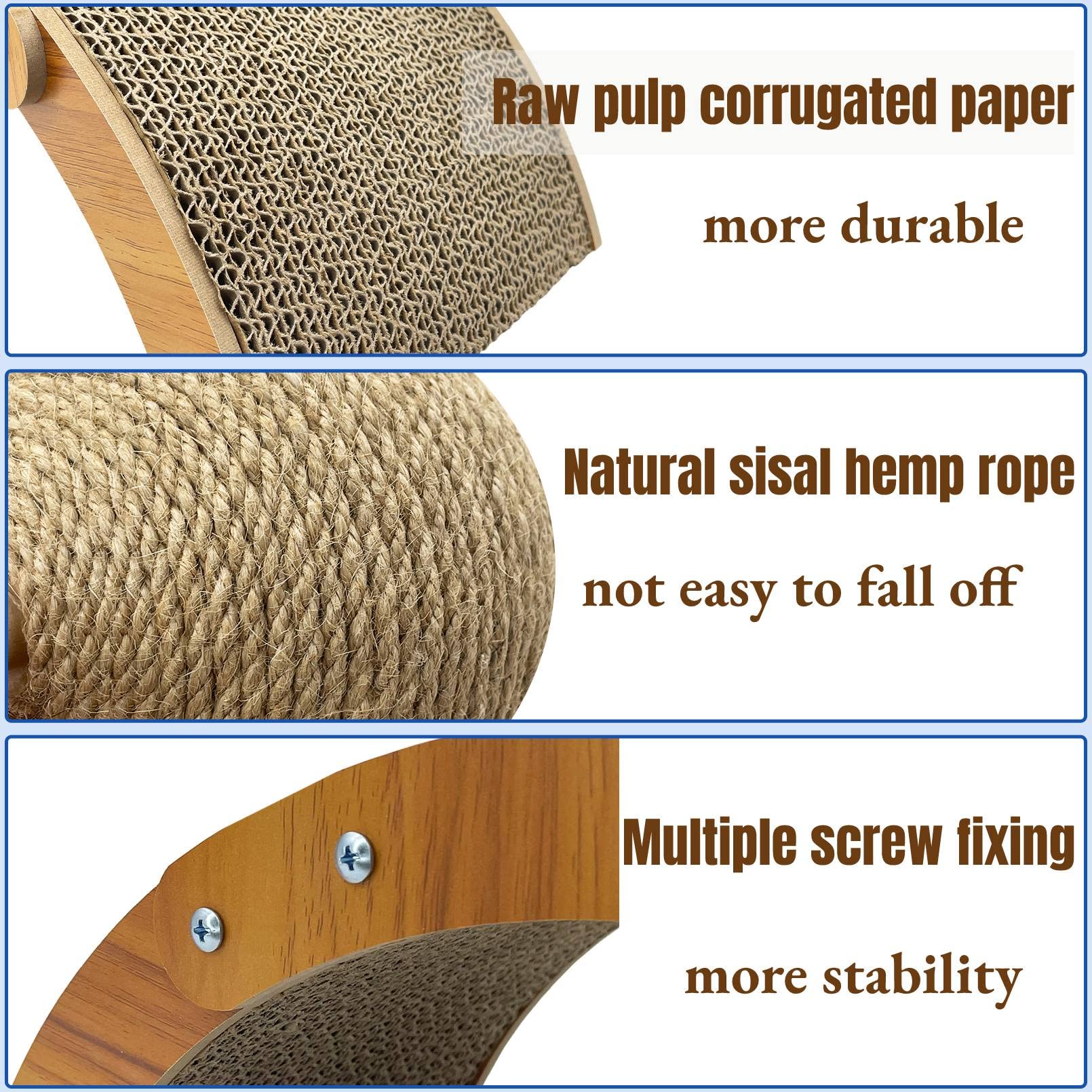 Fhiny triangular wood frame provides stable, tipping-resistant base for pets.