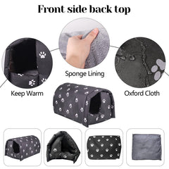 Fhiny waterproof outdoor cat house shields pets from wind and rain.