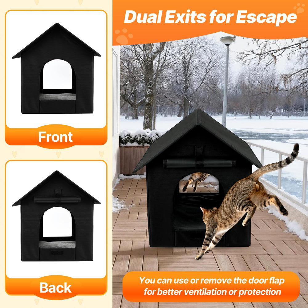 FHTONGE cat house two entrances provides escape options during danger.