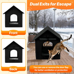 FHTONGE cat house two entrances provides escape options during danger.