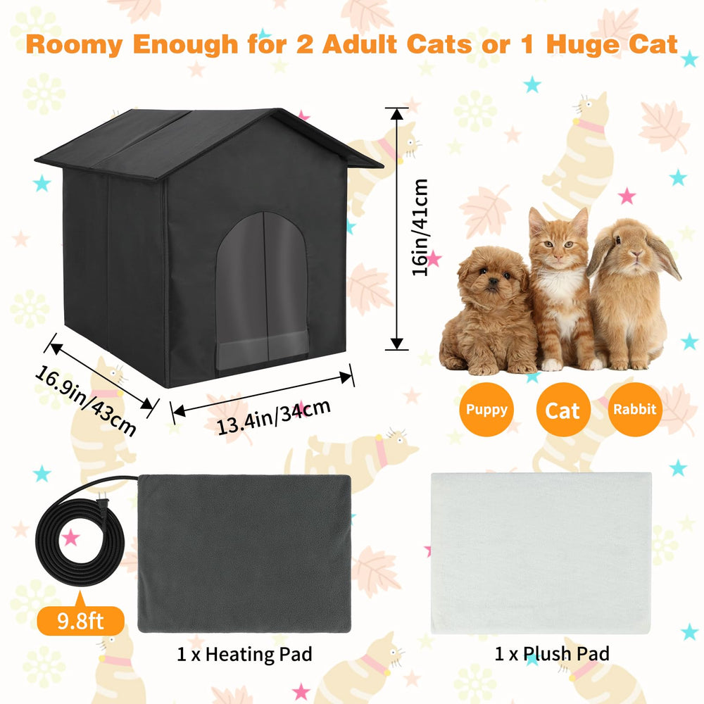 FHTONGE collapsible cat house uses Velcro for quick setup and storage.