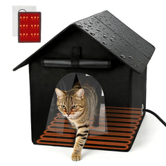 FHTONGE heated cat house exterior shell keeps outdoor cats warm in winter.