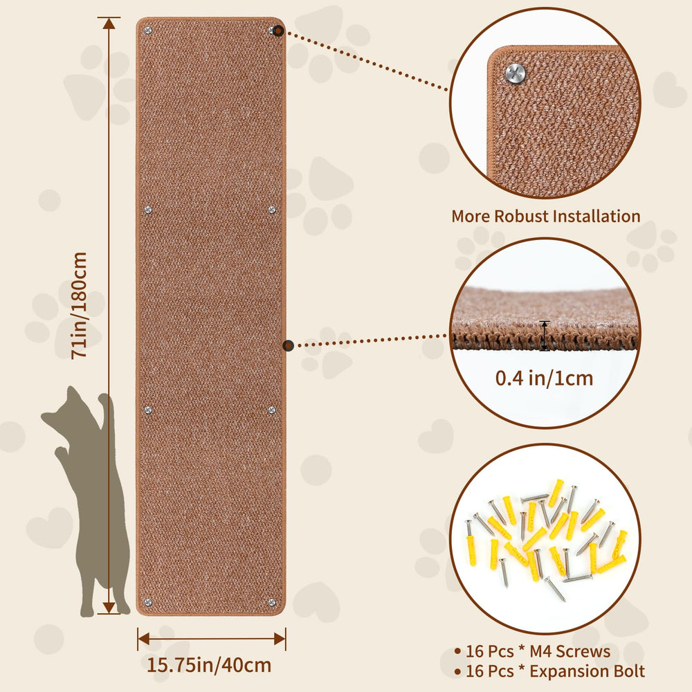 FHTONGE tall cat scratch wall 71x15 promotes vertical exercise and energy release.