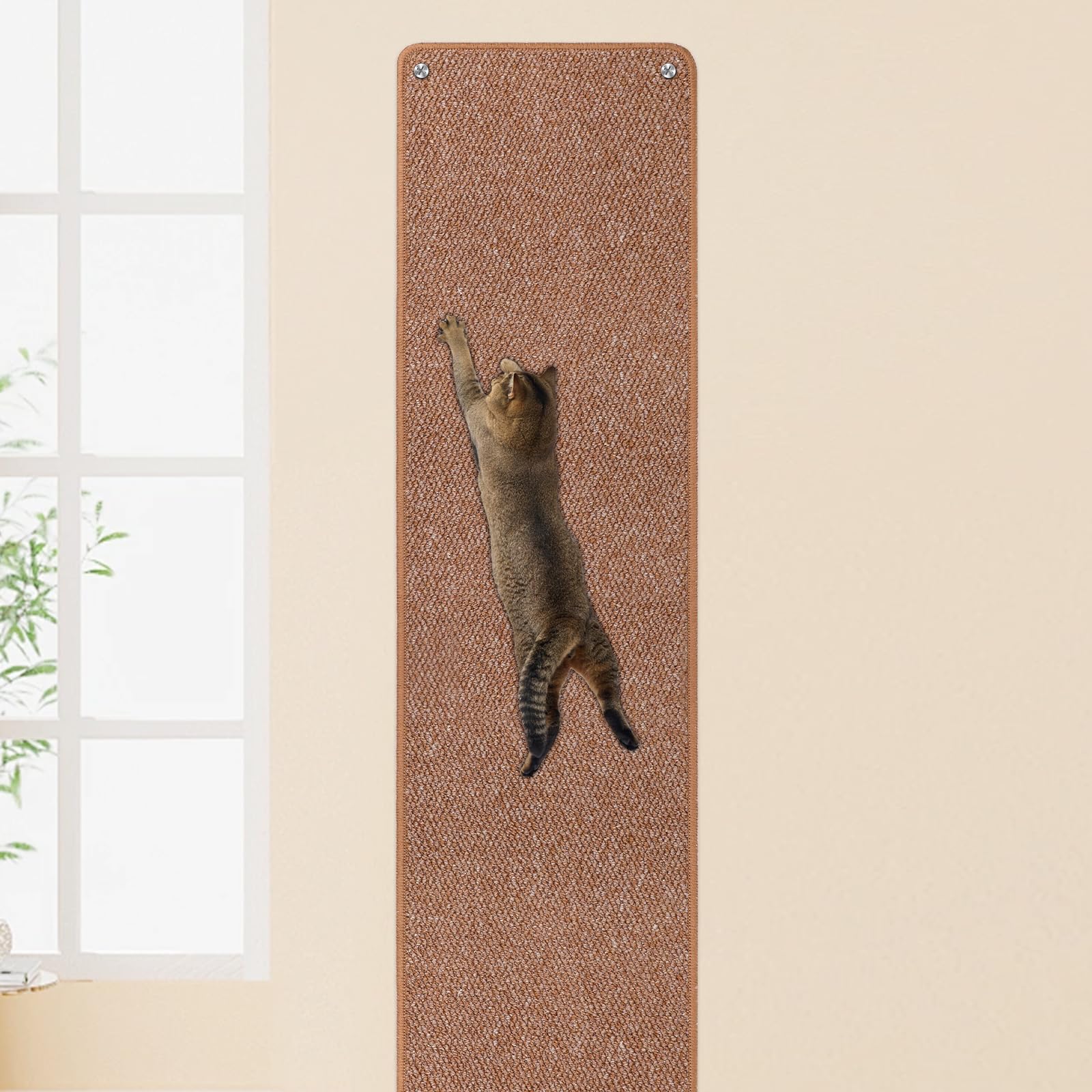 FHTONGE wall cat scratchpad 71x15 offers spacious surface for stretching and claw care.