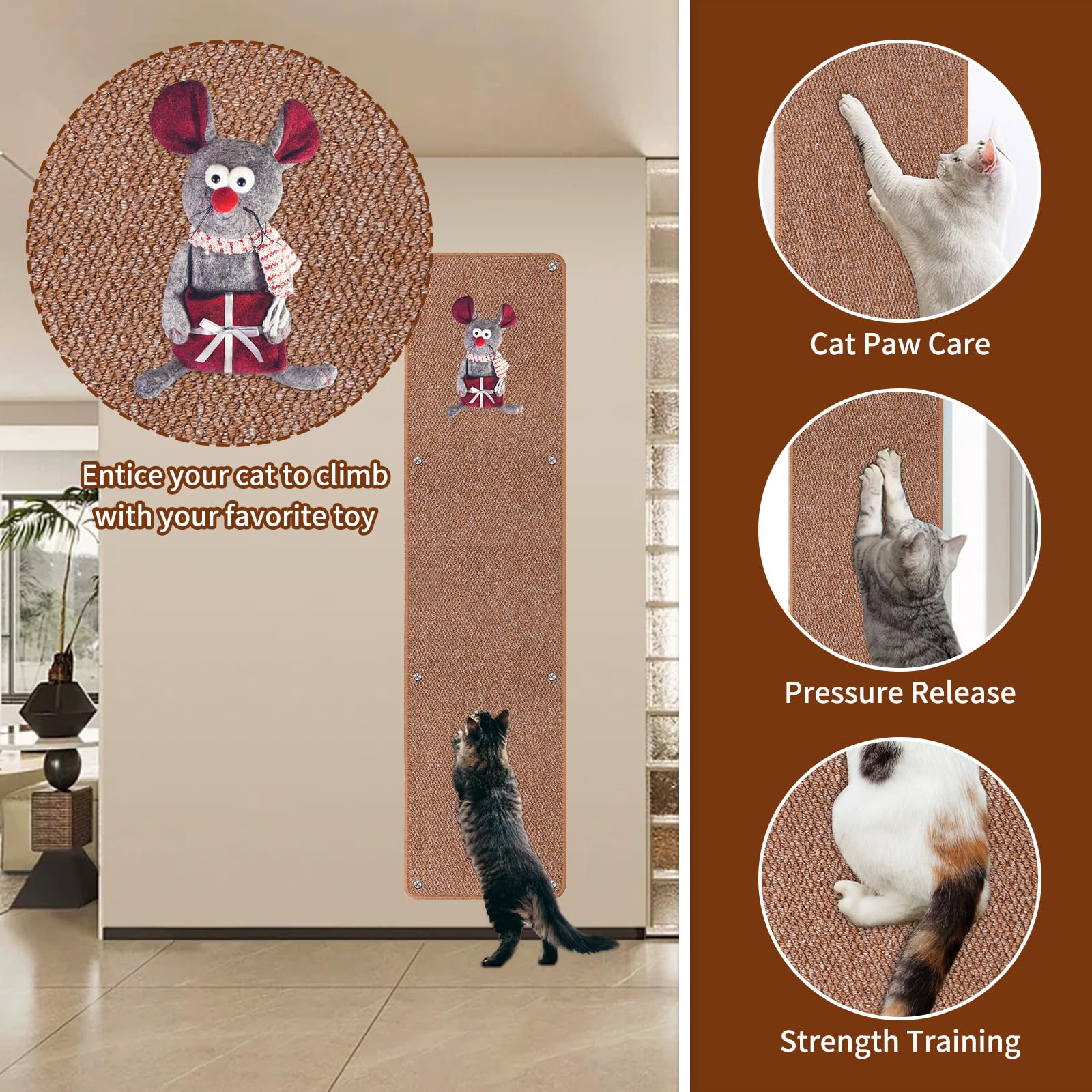 FHTONGE wall-mounted nails ensure secure installation of the scratcher.