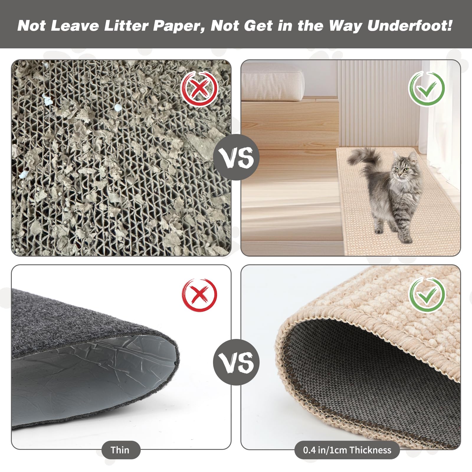 FHTONGE wall-mounted scratch pad protects furniture while guiding claws.