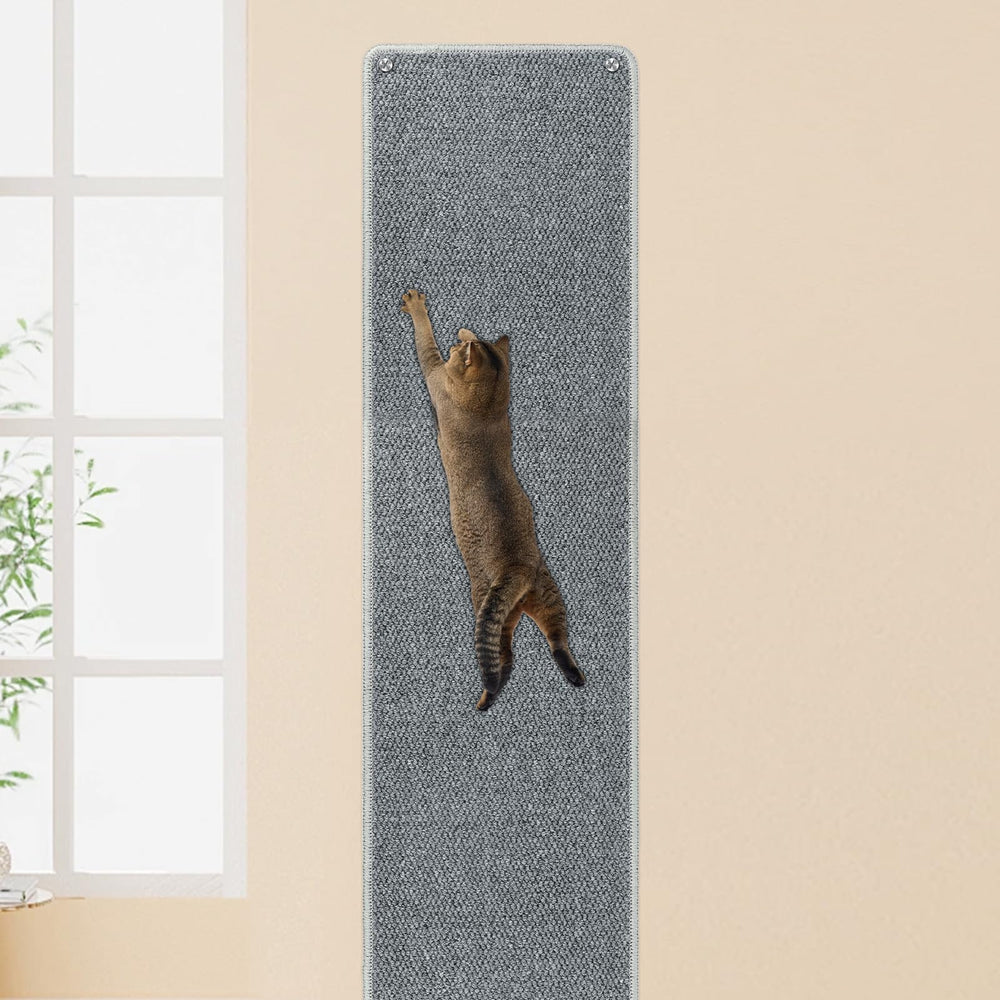 FHTONGE wall scratchpad grey installation demonstrates space-saving wall-mounted cat scratching