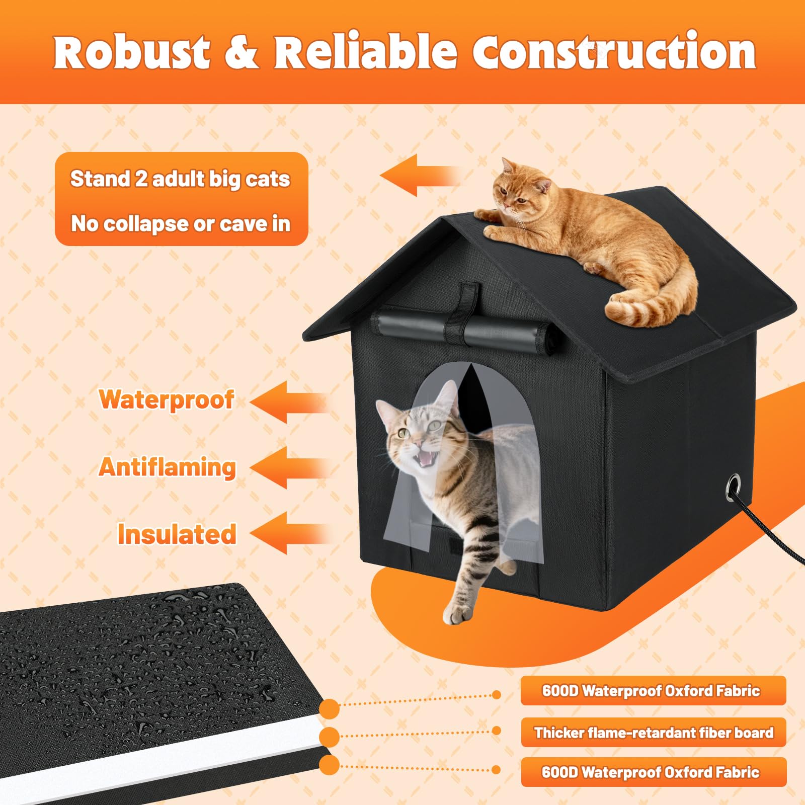 FHTONGE weatherproof cat house blocks wind and rain for cozy shelter.