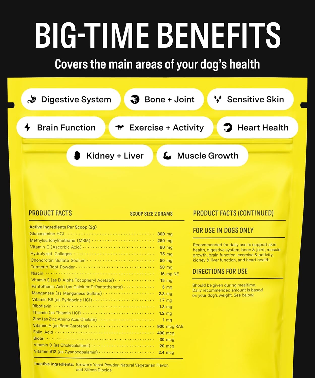 Fi 8-in-1 dog supplement powder poured into a meal bowl for mixing.