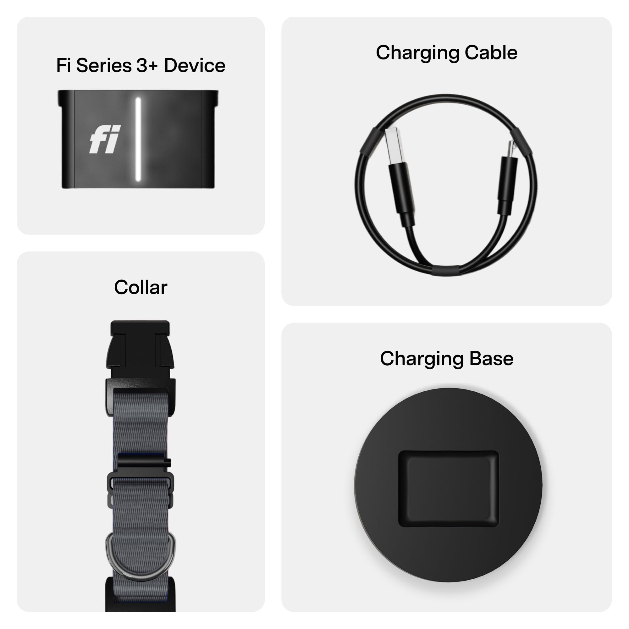 Fi Series 3+ gray small-collar design showcases subtle, comfortable wear.