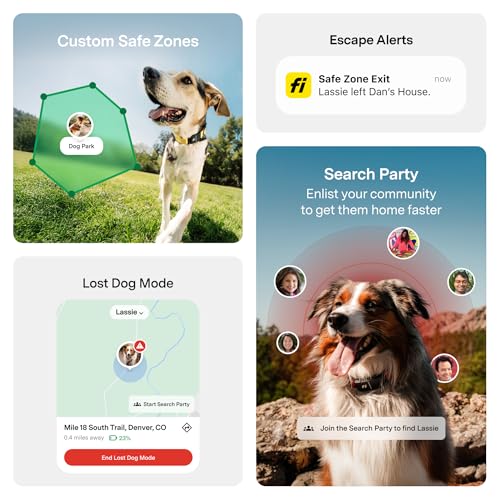 Fi Series 3+ yellow collar Apple Watch integration shows live location from your wrist.