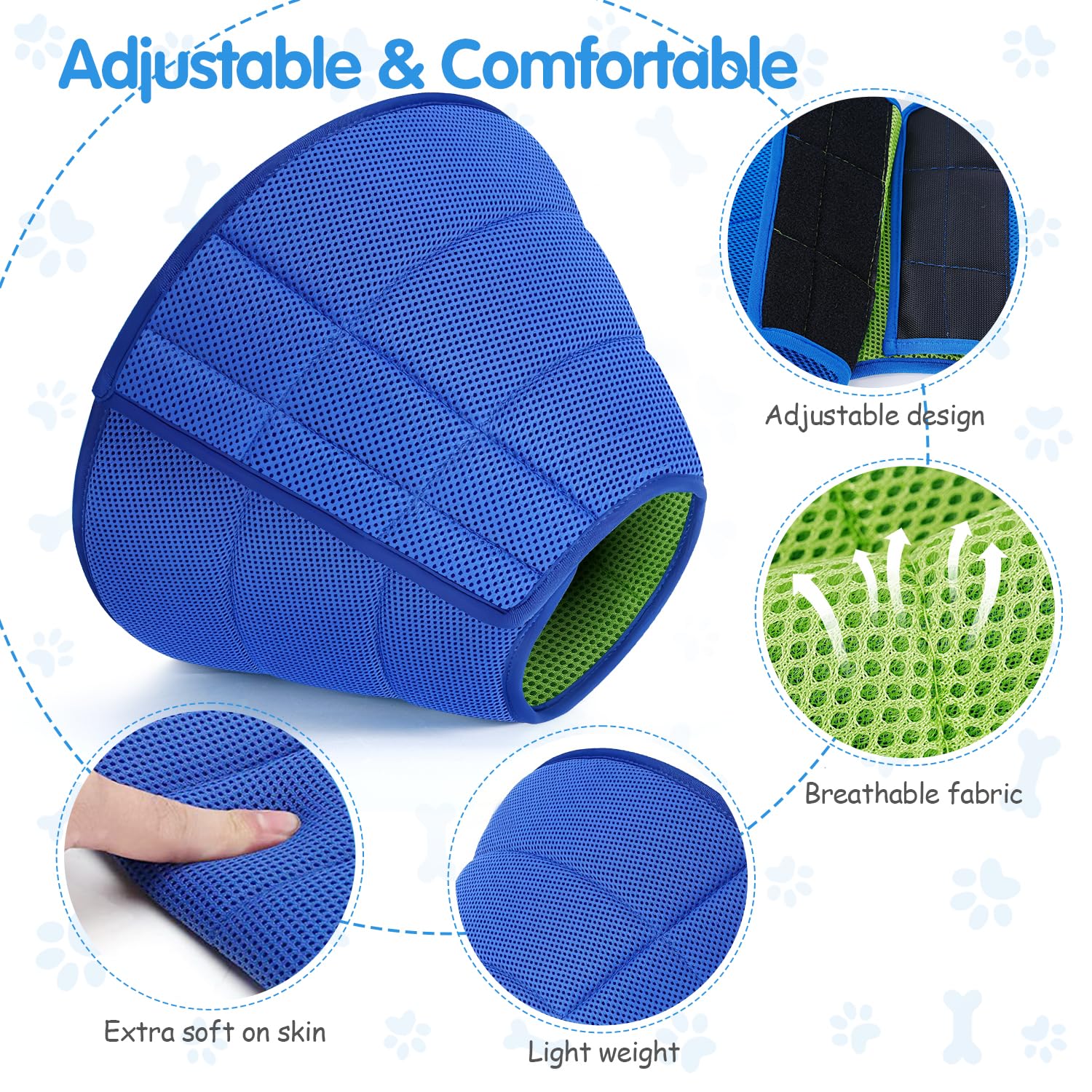 Fickte Soft Dog Cone Collar adjustable strap ensures a secure, escape-proof fit.