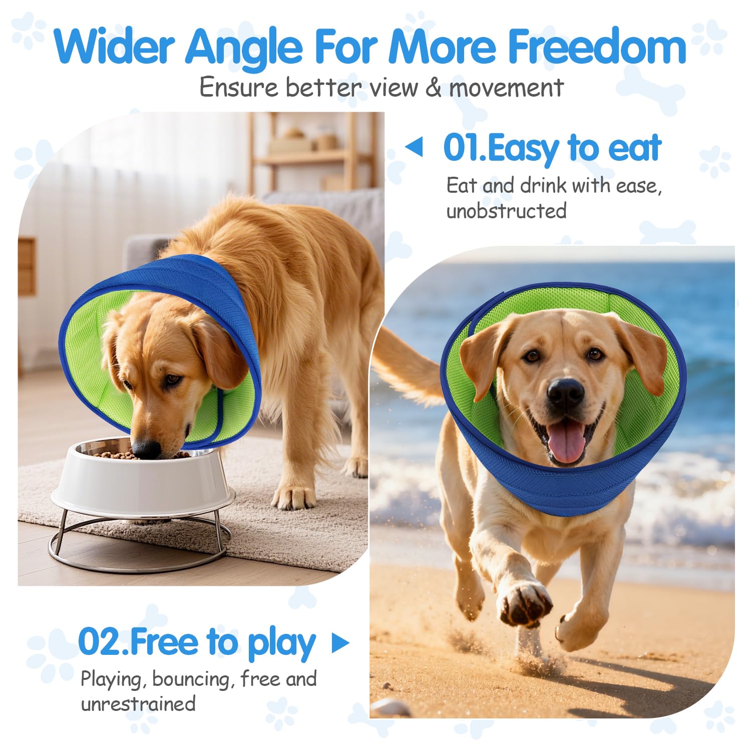 Fickte Soft Dog Cone Collar reversible design extends use and simplifies cleaning.