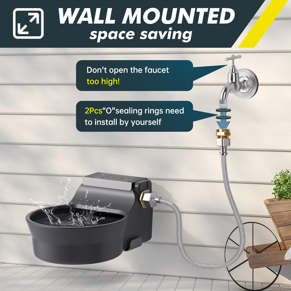 Ficuswin 67oz water bowl side view highlights generous capacity for pets on the go.