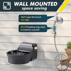 Ficuswin 67oz water bowl side view highlights generous capacity for pets on the go.