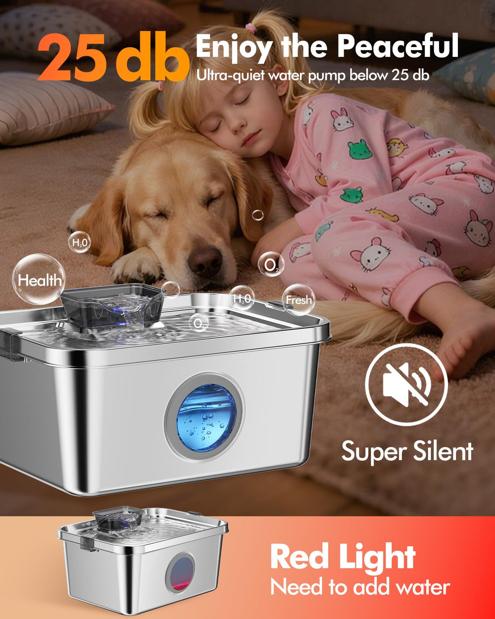 Ficuswin dog water fountain 5-stage filtration helps keep water clean.