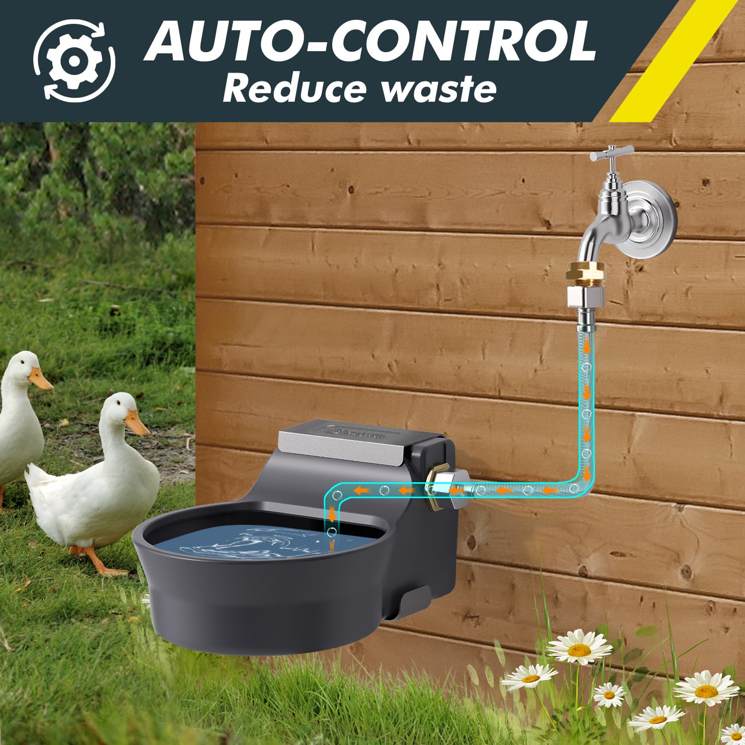 Ficuswin dispenser with copper connector attached to hose for reliable water flow.