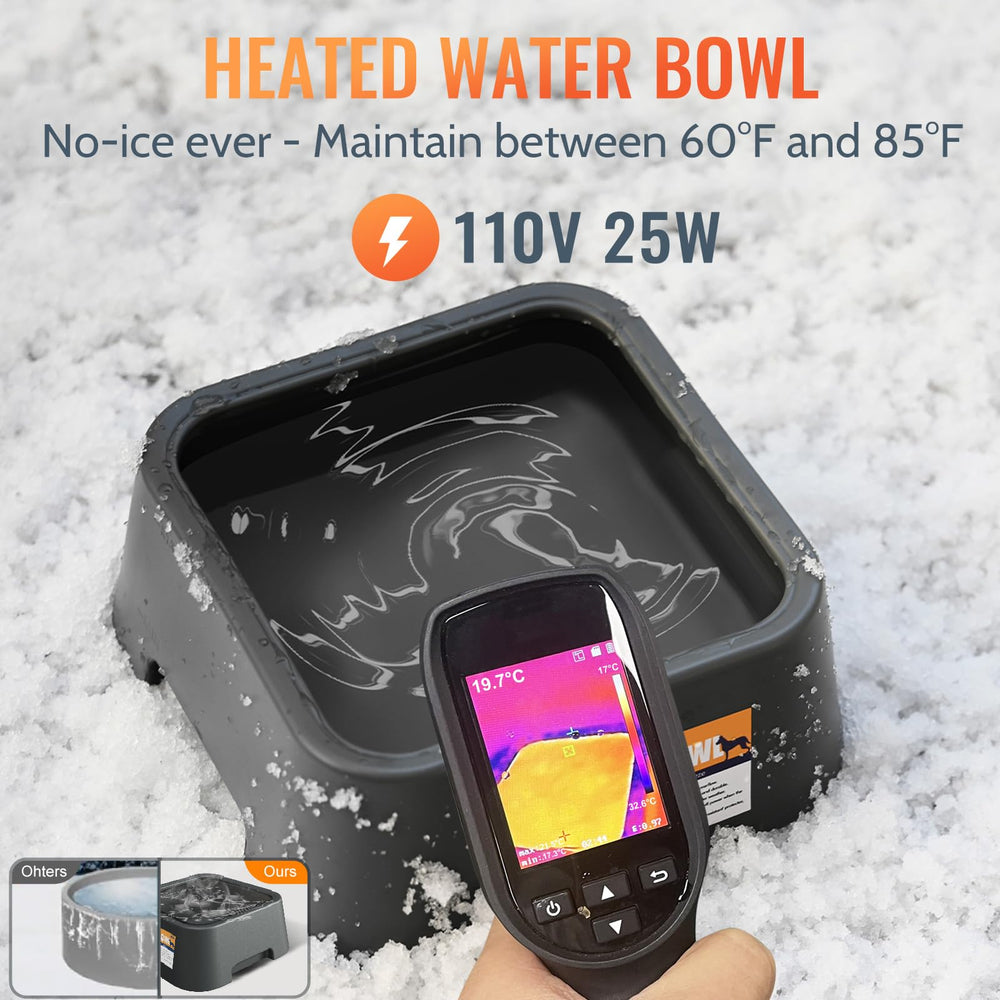 Ficuswin heated water bowl indicator light helps check status outdoors.