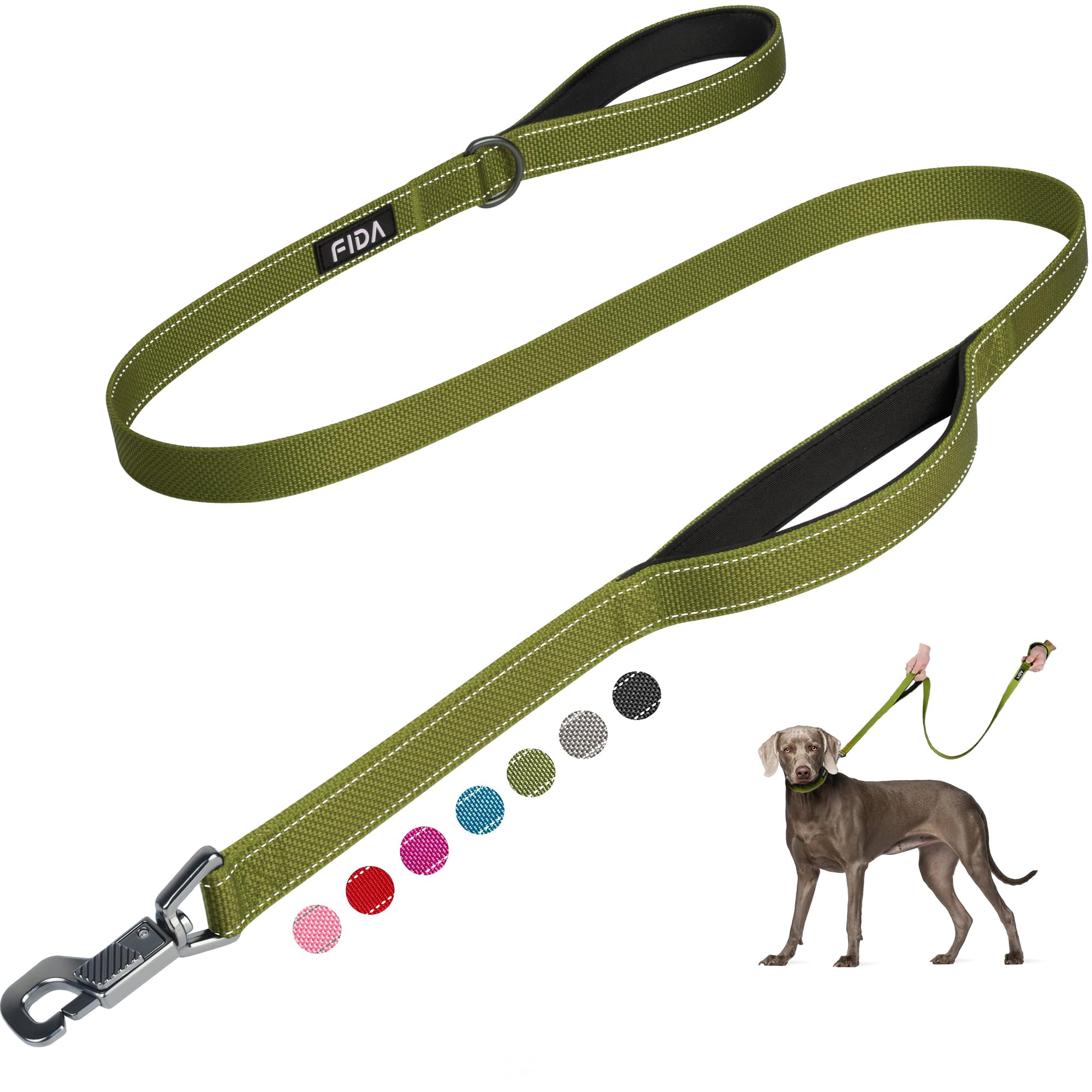 Fida 4ft leash clip close-up for quick, secure attachment during walks.