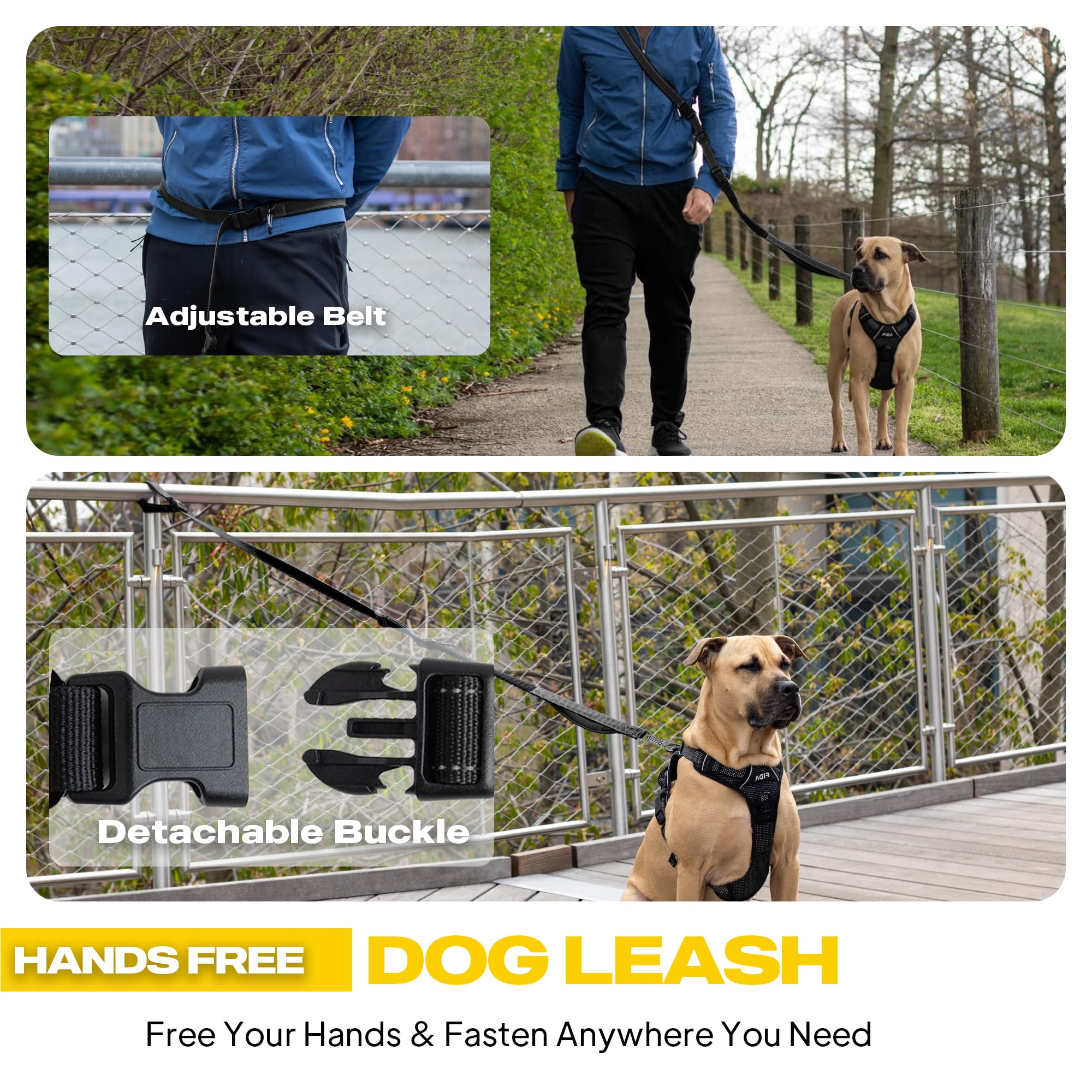 Fida waist-leash close-up emphasizes ergonomic design for running