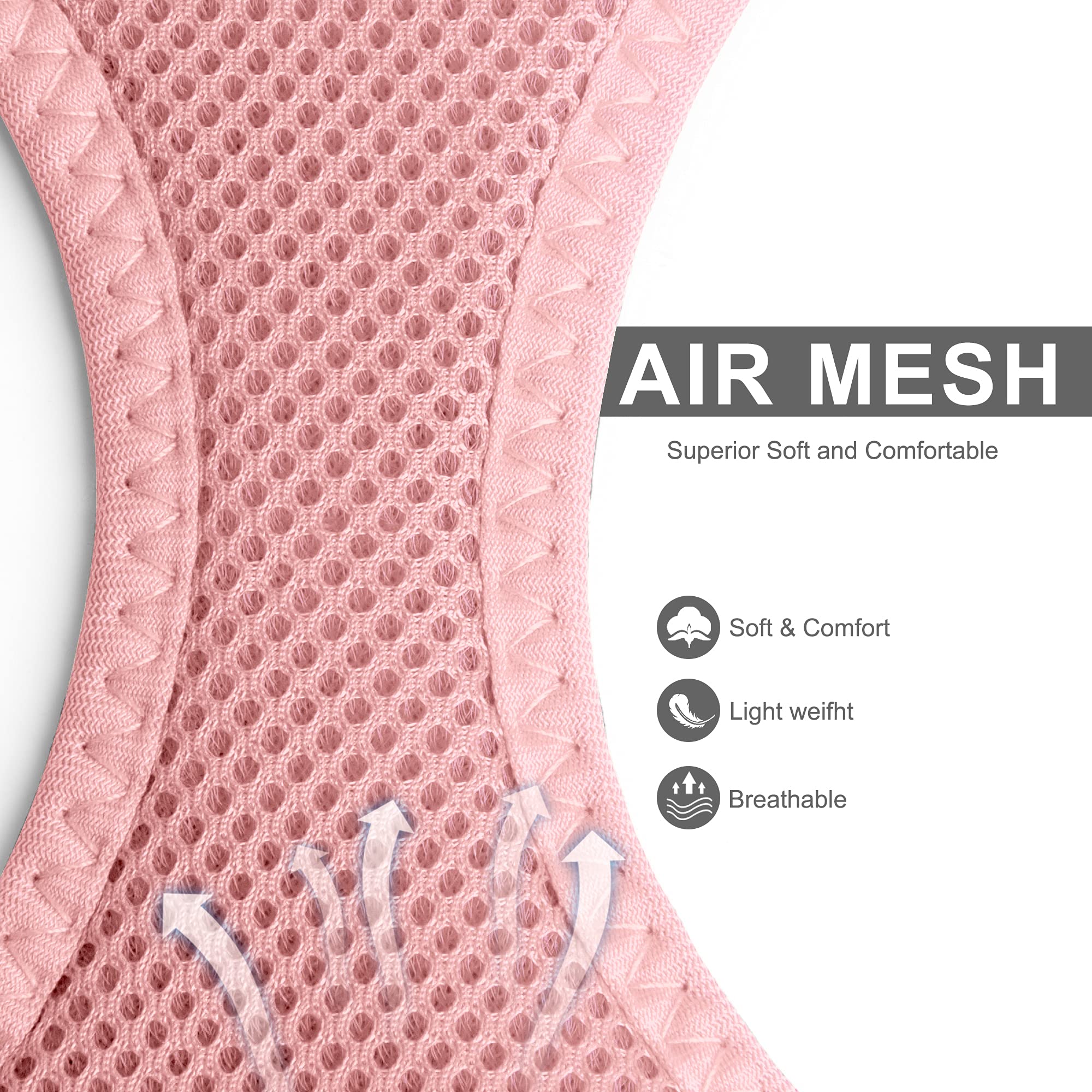 Fida air-mesh harness breathable pink for comfortable outings
