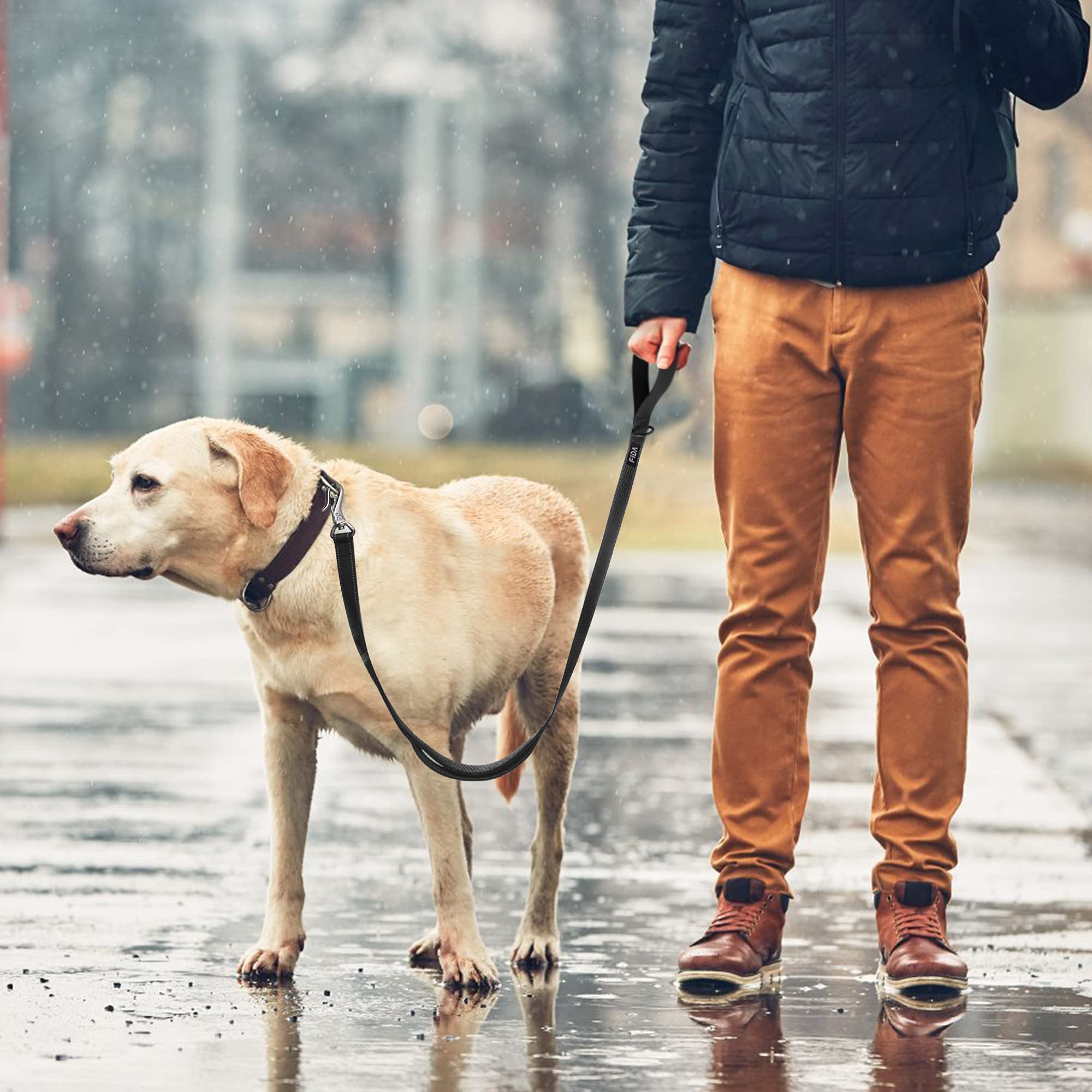 Fida black 4 ft leash showcases rugged durability and practicality