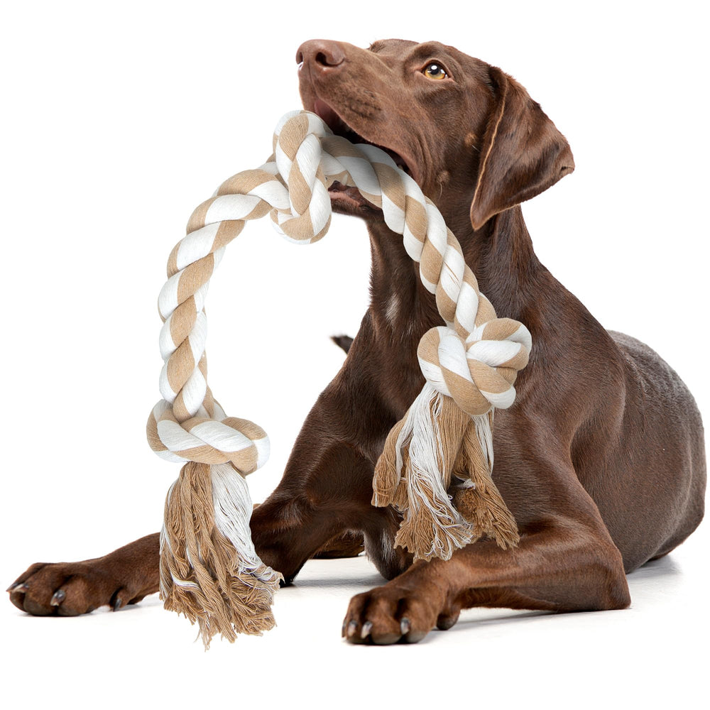 Fida dog rope toy with 3 knots for tug and bonding.