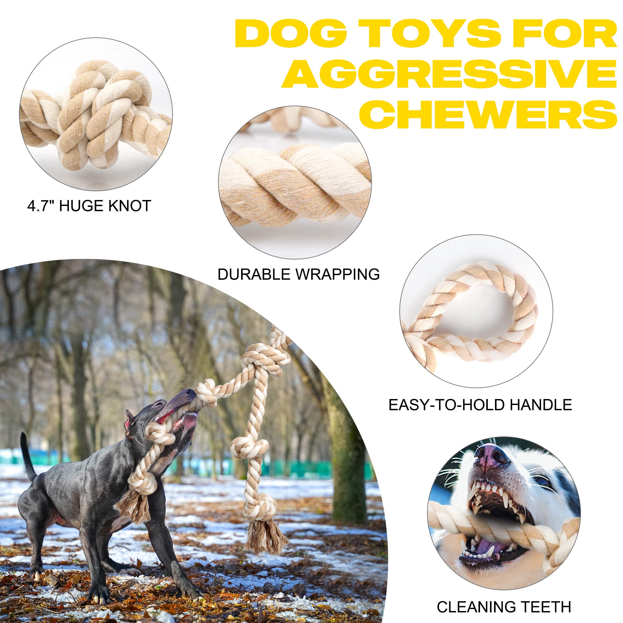 Fida dog rope toy includes a sturdy handle for easy tug games.