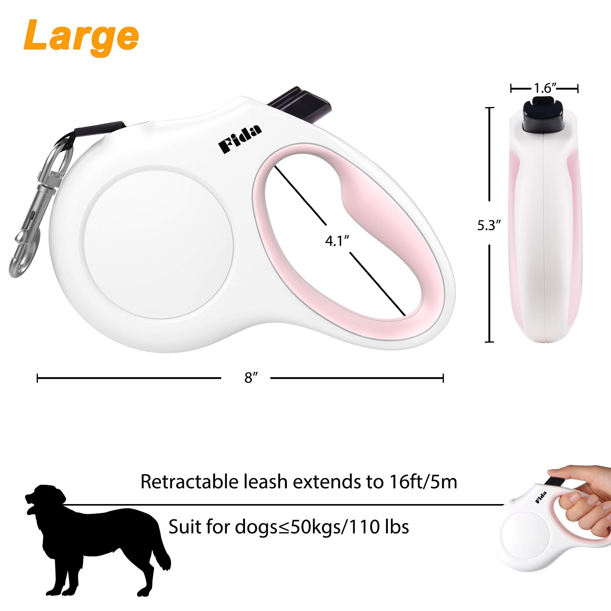 Fida dog waste bag holder included for quick cleanup on outings.
