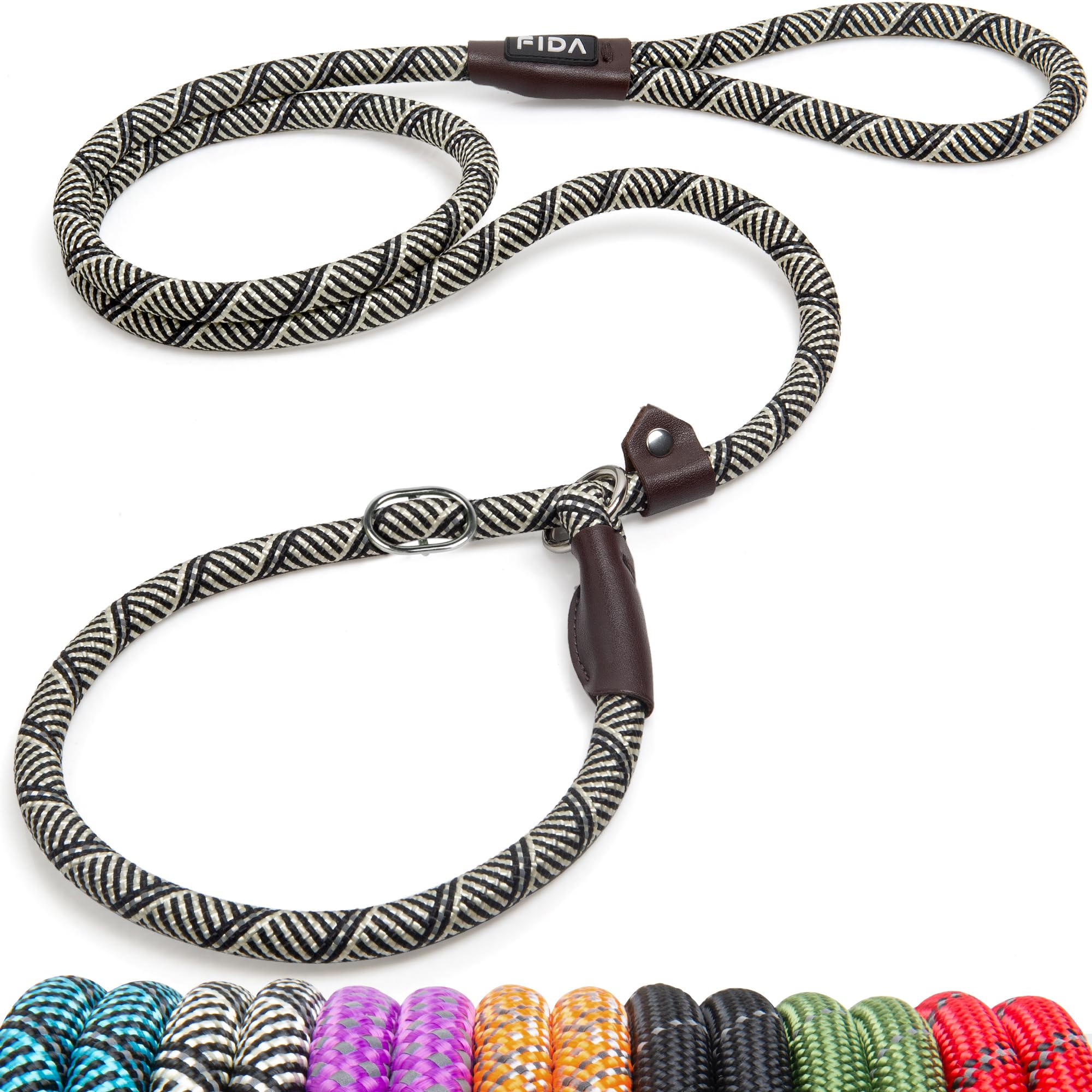 Fida durable slip lead close-up showing rugged nylon rope for control