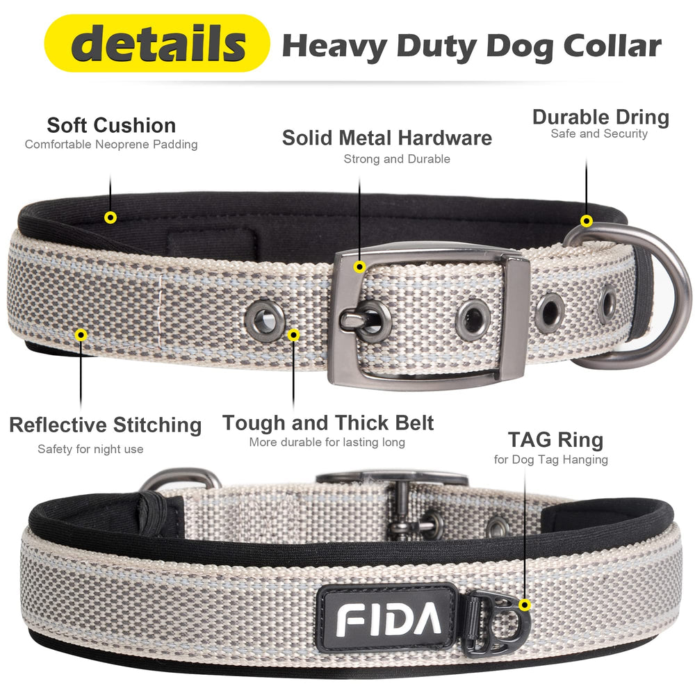 Fida heavy duty collar shows durable metal buckle for secure fits.