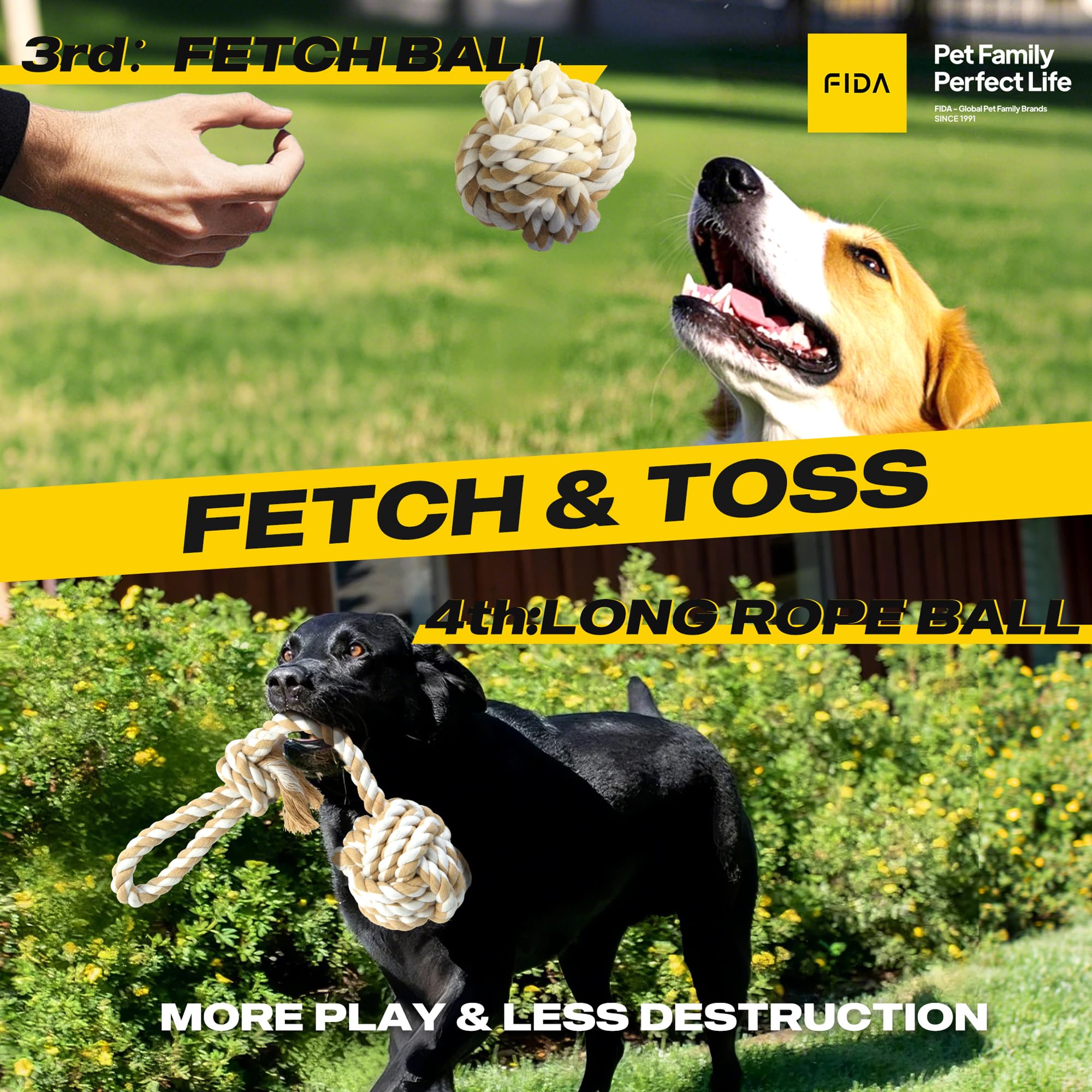 Fida rope toy twist offering mental stimulation during play or training