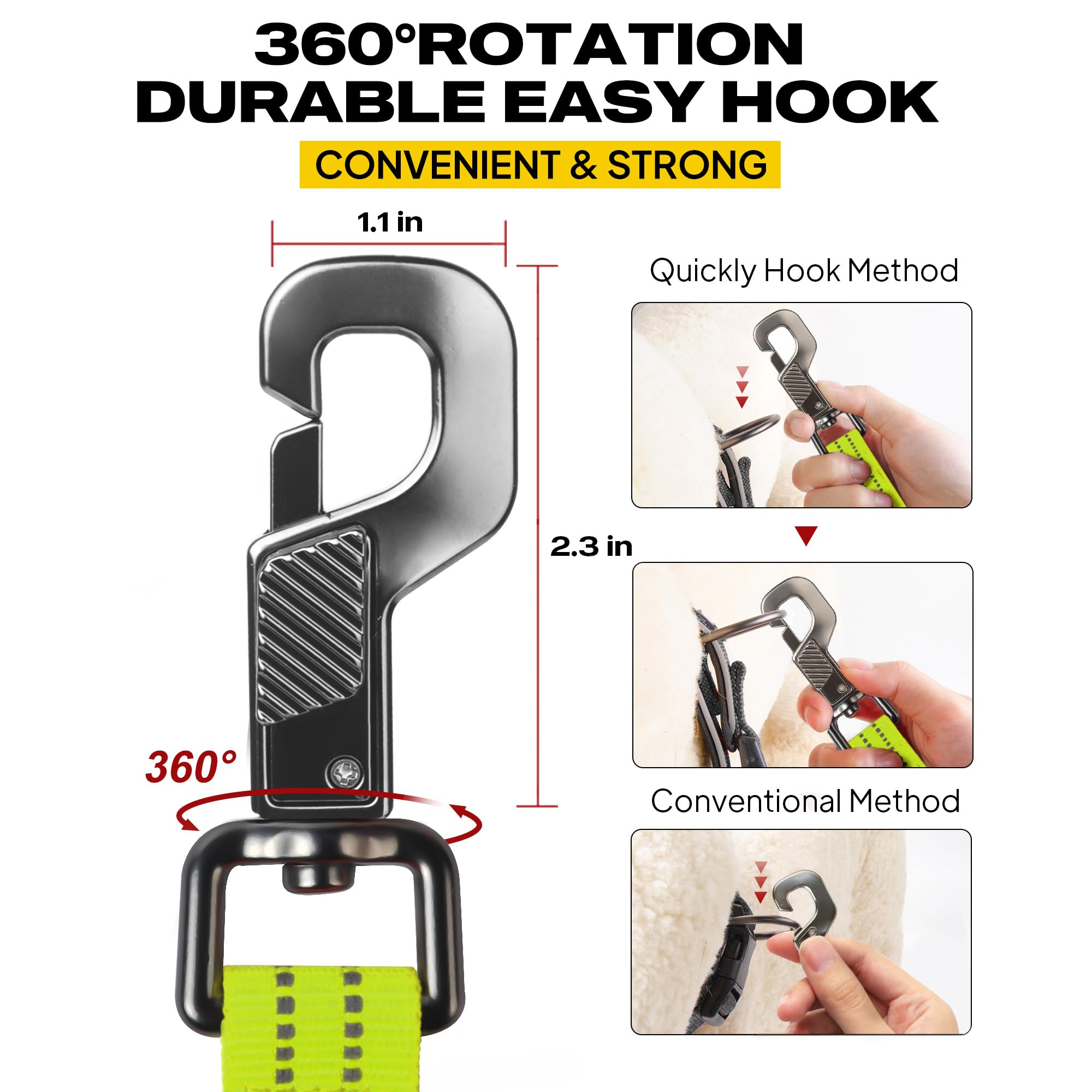 Fida long-leash easy-hook offers quick secure attachment and reduced tangles.