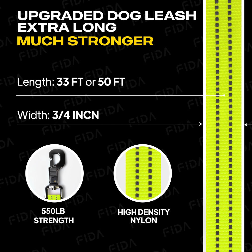 Fida long-leash heavy-duty-nylon for strong breeds and durable training.