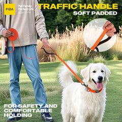Fida long leash with soft neoprene padded handles for comfortable grip