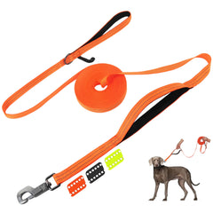 Fida long leash with traffic handle orange for quick control during walks