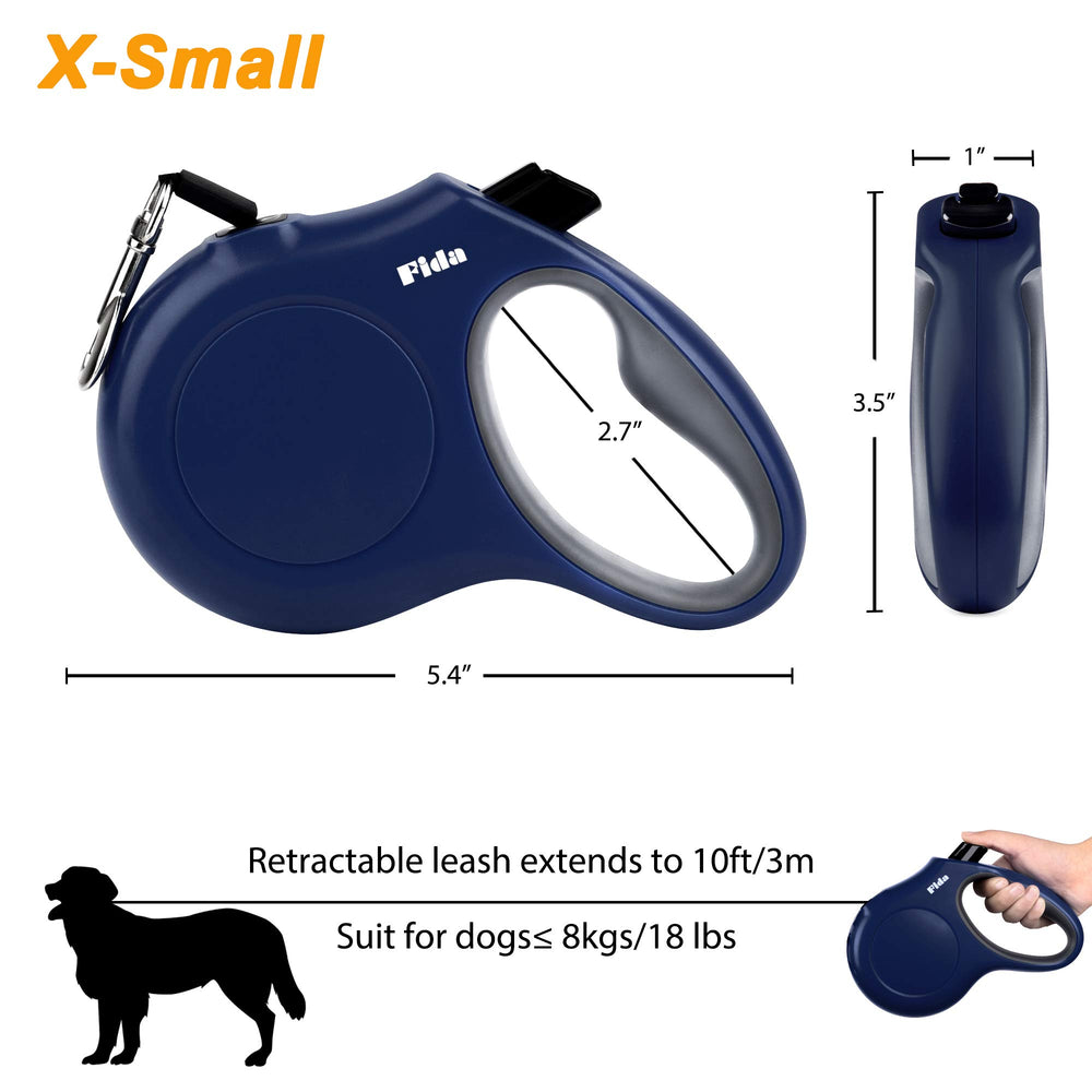 Fida leash includes a poop bag holder and bags for on-the-go cleanup.