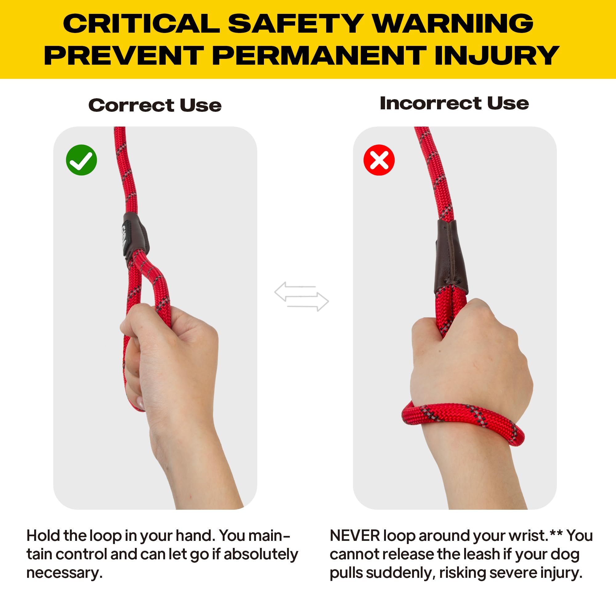 Fida red leash features high-strength hardware for reliable daily use.