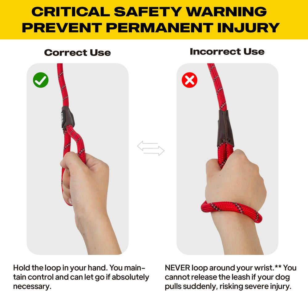Fida red leash features high-strength hardware for reliable daily use.