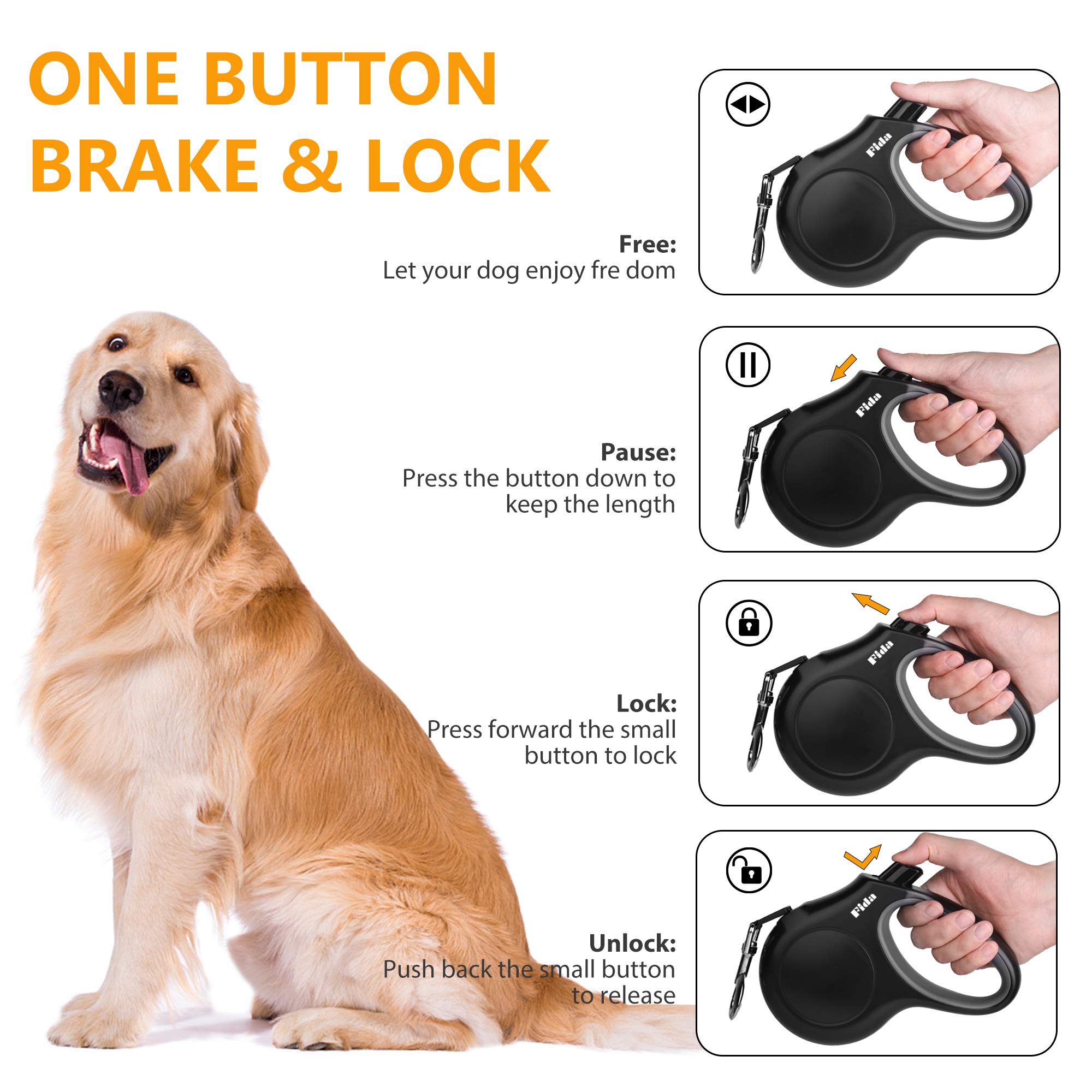 Fida leash with reflective tape for enhanced visibility during dawn and dusk