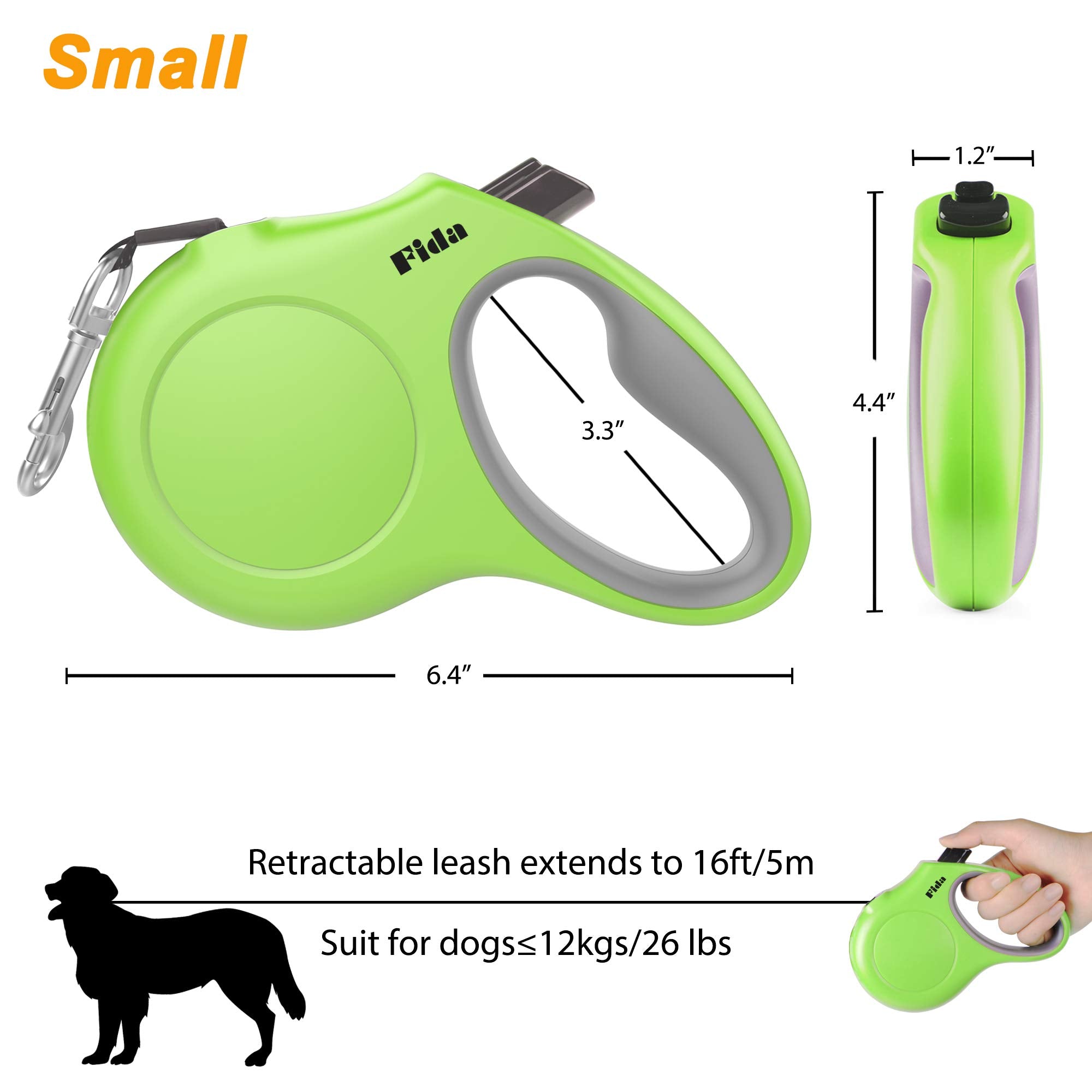 Included poop bag holder and bags offer ready cleanup on walks with Fida leash.