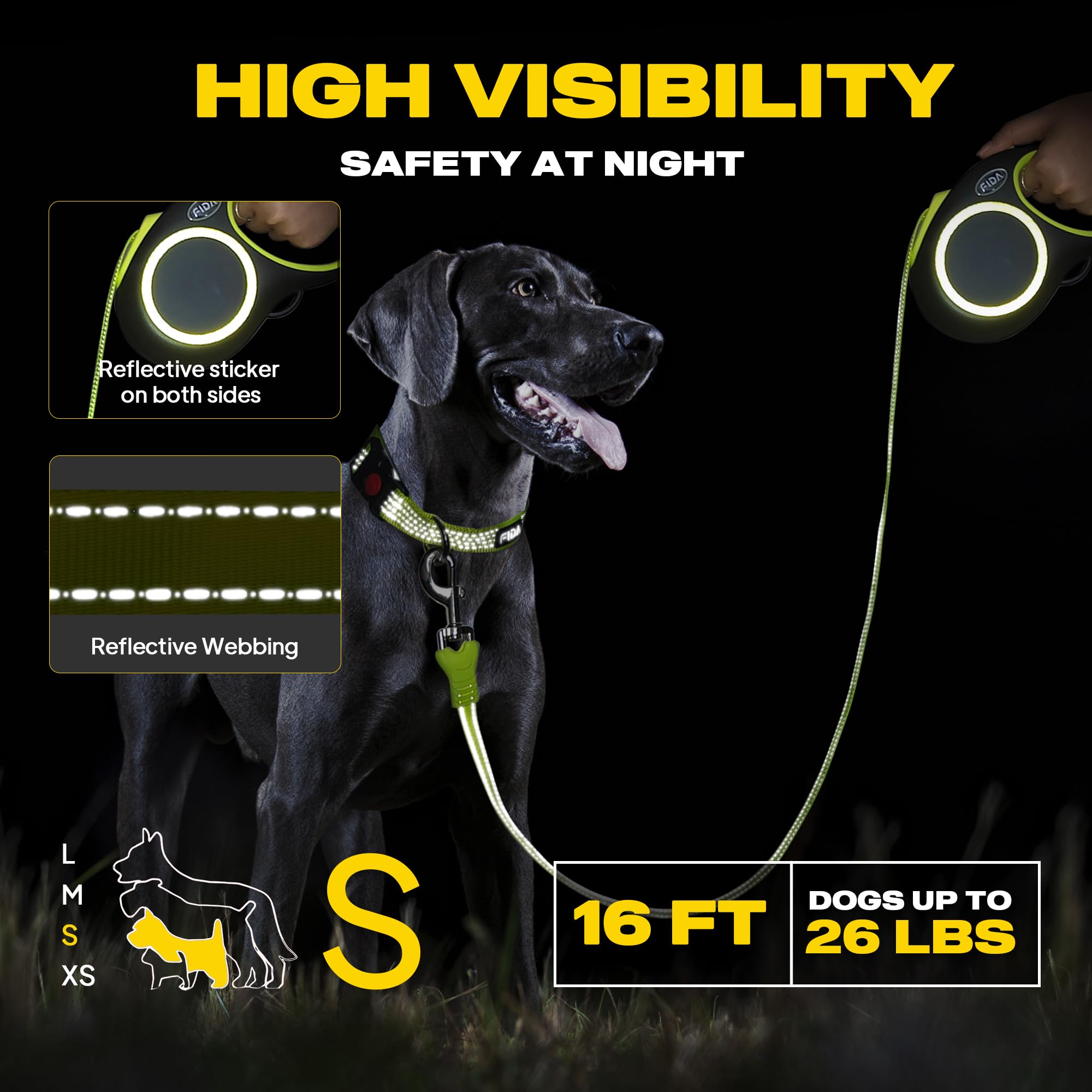 Fida leash with chewing-proof cable for durability.