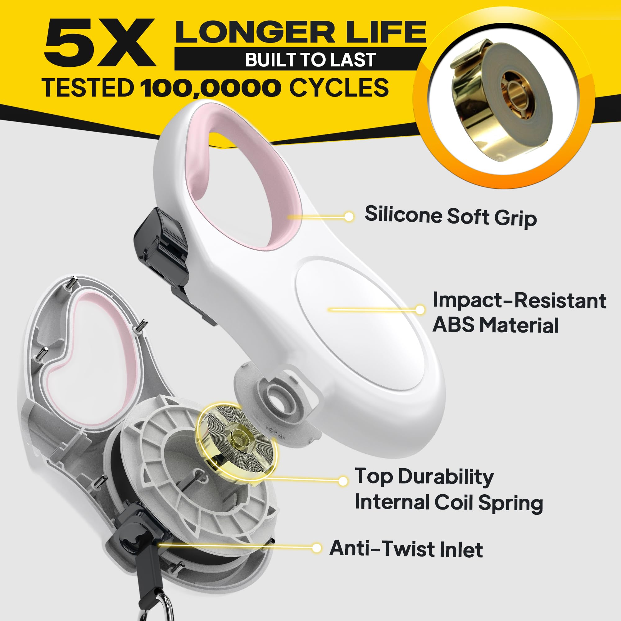 Fida retractable dog leash ergonomic handle provides comfortable grip on long walks