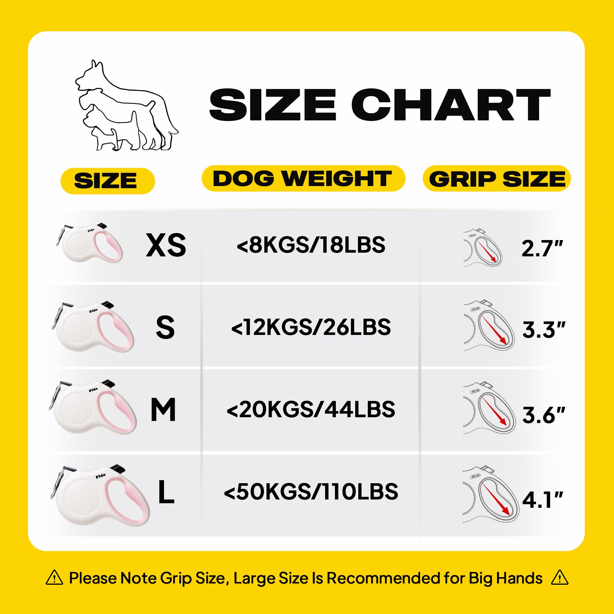 Fida retractable dog leash heavy-duty ABS construction for durability