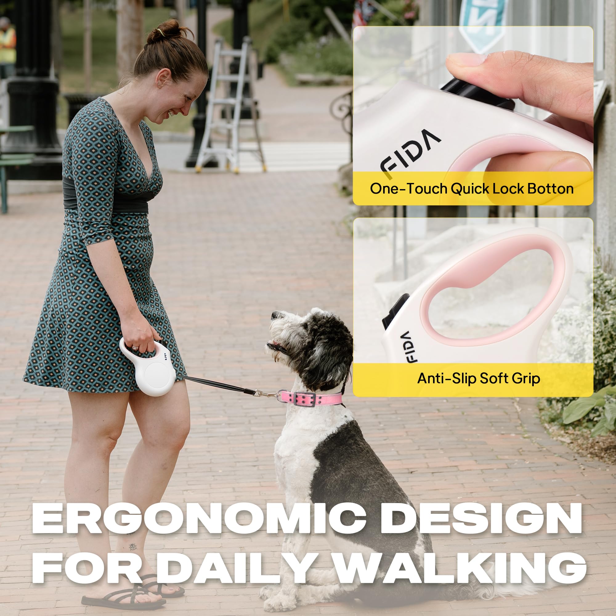 Fida retractable dog leash rustproof swivel hook secures leash reliably