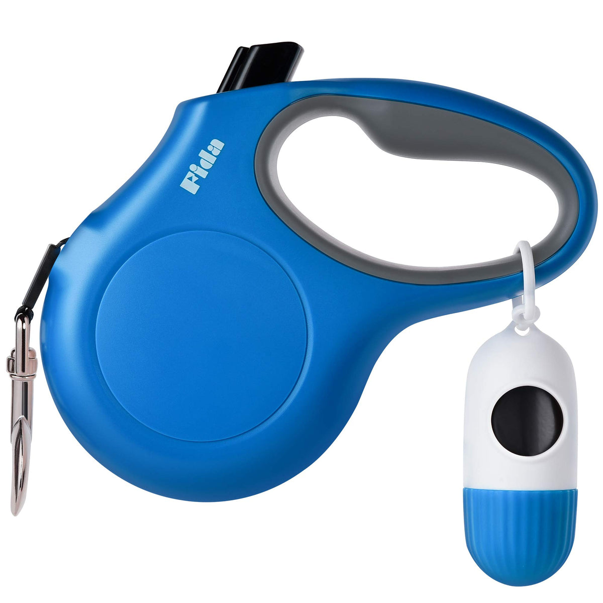 Fida retractable leash with dispenser close-up, secure grip for comfortable walks.