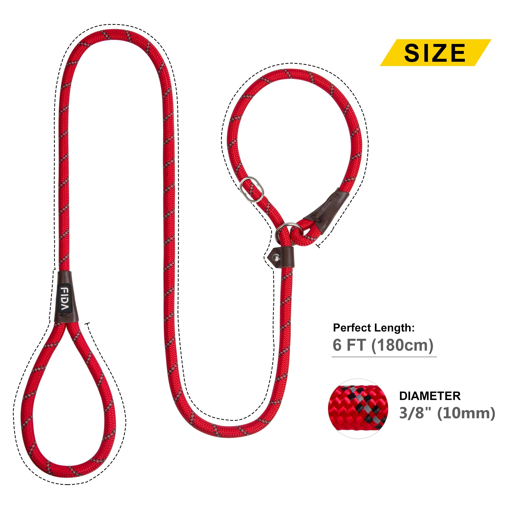 Fida slip lead anti-choke ring visible for safer training and control.