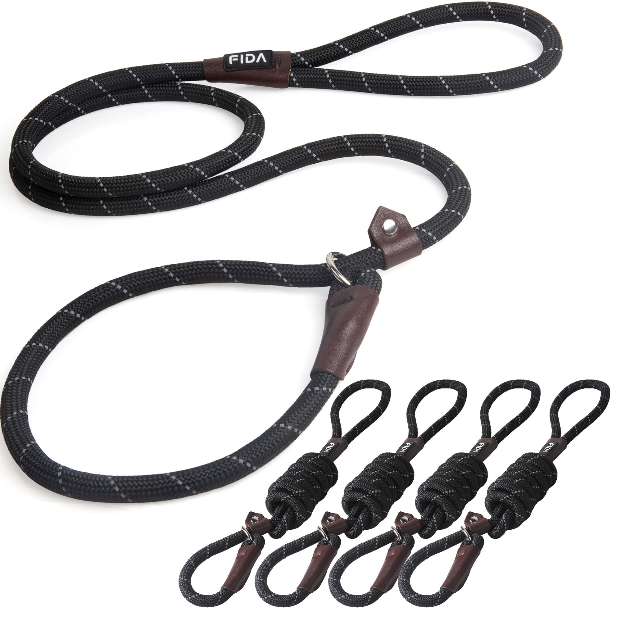 Fida slip-leash side view shows 6 ft length for versatile training