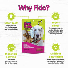 Fido Belly Bones dog chewing action demonstrates easy grip during a dental chew.